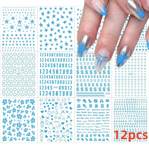 12 Sheets Valentine’s Red Heart Nail Stickers – 3D Self-Adhesive Decals - NLS299-S1-14