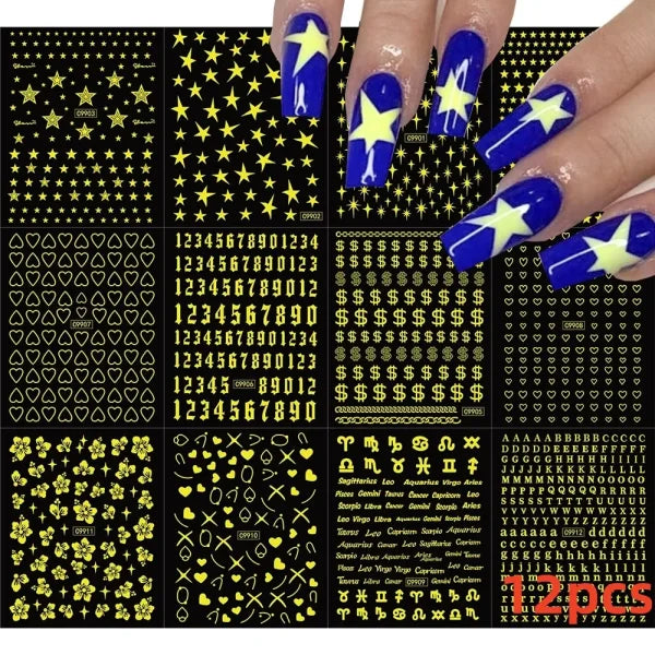 12 Sheets Valentine’s Red Heart Nail Stickers – 3D Self-Adhesive Decals - NLS299-S1-22