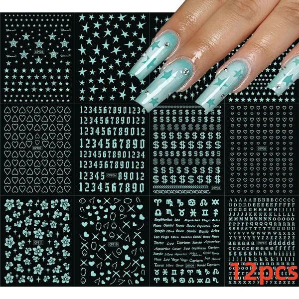 12 Sheets Valentine’s Red Heart Nail Stickers – 3D Self-Adhesive Decals - NLS299-S1-34