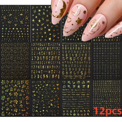 12 Sheets Valentine’s Red Heart Nail Stickers – 3D Self-Adhesive Decals - NLS299-S1-8