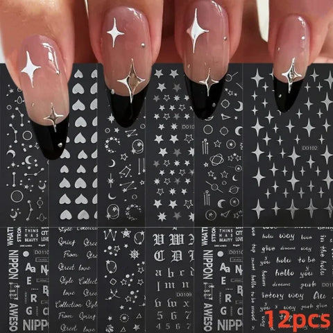 12 Sheets Valentine’s Red Heart Nail Stickers – 3D Self-Adhesive Decals - NLS301-S1-1