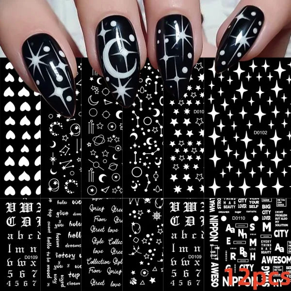 12 Sheets Valentine’s Red Heart Nail Stickers – 3D Self-Adhesive Decals - NLS301-S1-3