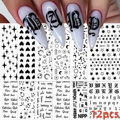 12 Sheets Valentine’s Red Heart Nail Stickers – 3D Self-Adhesive Decals - NLS301-S1-4