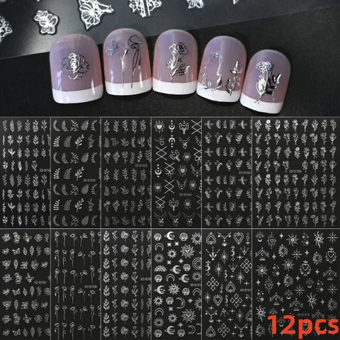 12 Sheets Valentine’s Red Heart Nail Stickers – 3D Self-Adhesive Decals - NLS315-S1-1