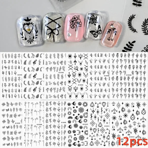 12 Sheets Valentine’s Red Heart Nail Stickers – 3D Self-Adhesive Decals - NLS315-S1-4