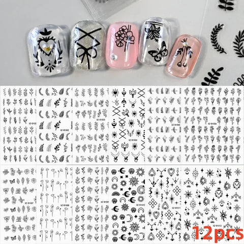 12 Sheets Valentine’s Red Heart Nail Stickers – 3D Self-Adhesive Decals - NLS315-S1-4