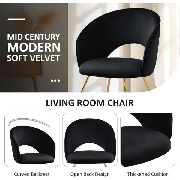 Velvet Accent Chair for Living Room - Upholstered Barrel Vanity Chair with Back