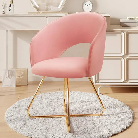 Velvet Accent Chair for Living Room - Upholstered Barrel Vanity Chair with Back - United States / Pink