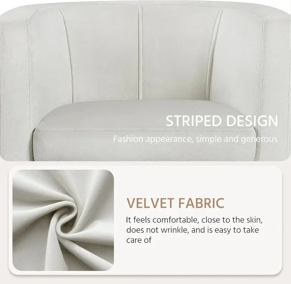 Velvet Accent Chair - Modern Upholstered Barrel Sofa Chair for Living Room & Bedroom - United States