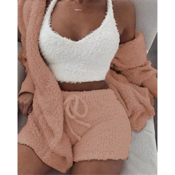 Velvet Sweet Style Culottes and Vest Set in White and Multiple Colors - orange / L - Hair Remover