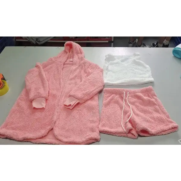 Velvet Sweet Style Culottes and Vest Set in White and Multiple Colors - Pink / L - Hair Remover