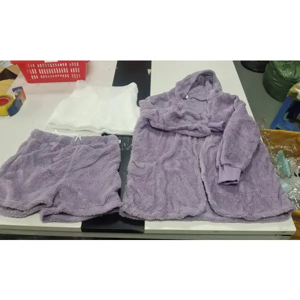Velvet Sweet Style Culottes and Vest Set in White and Multiple Colors - Violet / L - Hair Remover
