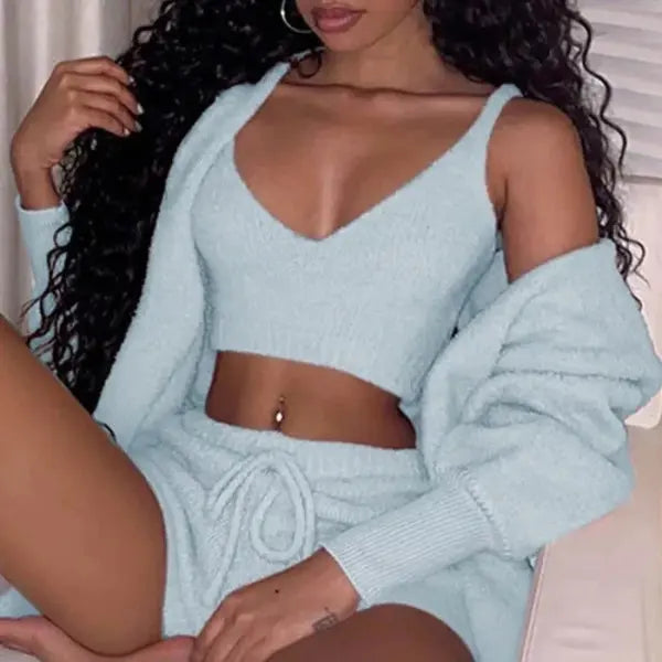 Velvet Sweet Style Culottes and Vest Set in White and Multiple Colors - Hair Remover