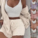 Velvet Sweet Style Culottes and Vest Set in White and Multiple Colors - Hair Remover