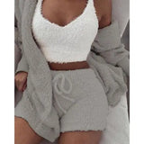 Velvet Sweet Style Culottes and Vest Set in White and Multiple Colors - Hair Remover