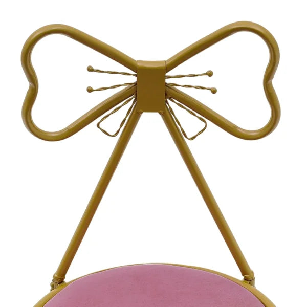 Velvet Vanity Chair - Pink Gold Makeup Stool with Backrest for Girls & Ladies - Pink / United States