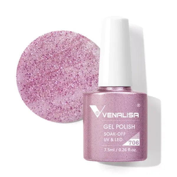 Venalisa HEMA TPO FREE Nail Gel Polish Glitter Gorgeous Full Coverage Soak Off UV LED French Nail Jelly Pink Nude