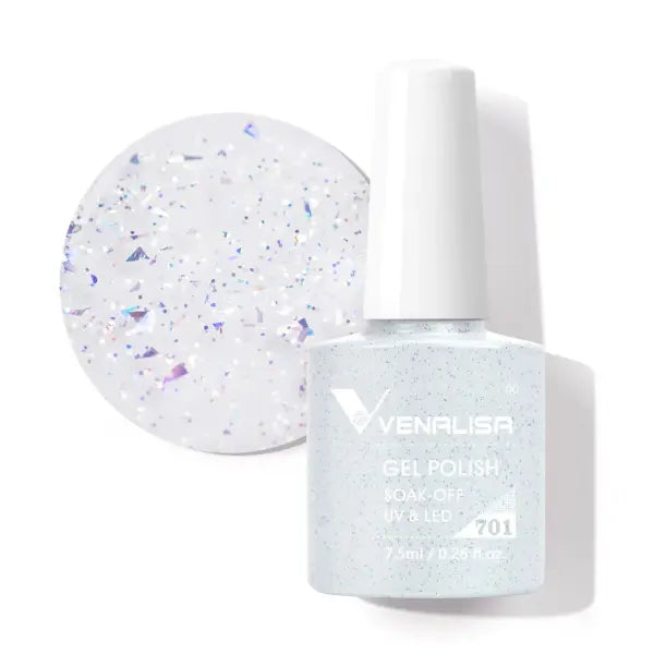 Venalisa HEMA TPO FREE Gel Polish - Glitter & Nude Jelly Pink UV LED Soak Off Nail Collection - 701 NOT HEMAFREE