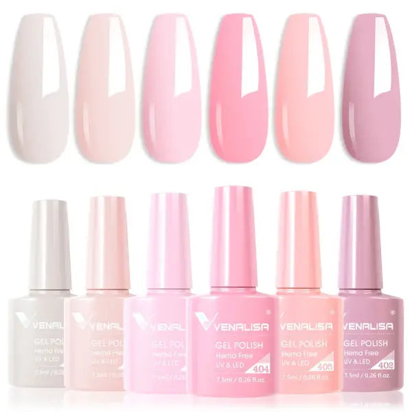 Venalisa HEMA TPO FREE Nail Gel Polish Glitter Gorgeous Full Coverage Soak Off UV LED French Nail Jelly Pink Nude