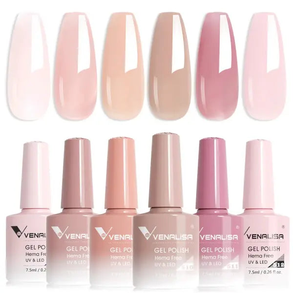 Venalisa HEMA TPO FREE Nail Gel Polish Glitter Gorgeous Full Coverage Soak Off UV LED French Nail Jelly Pink Nude