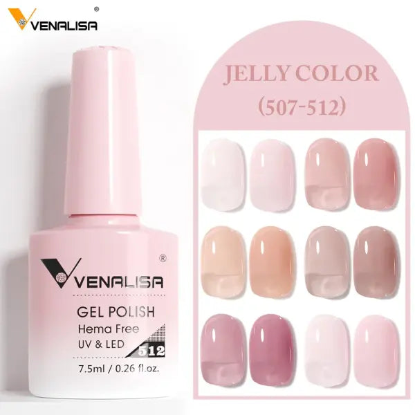 Venalisa HEMA TPO FREE Nail Gel Polish Glitter Gorgeous Full Coverage Soak Off UV LED French Nail Jelly Pink Nude