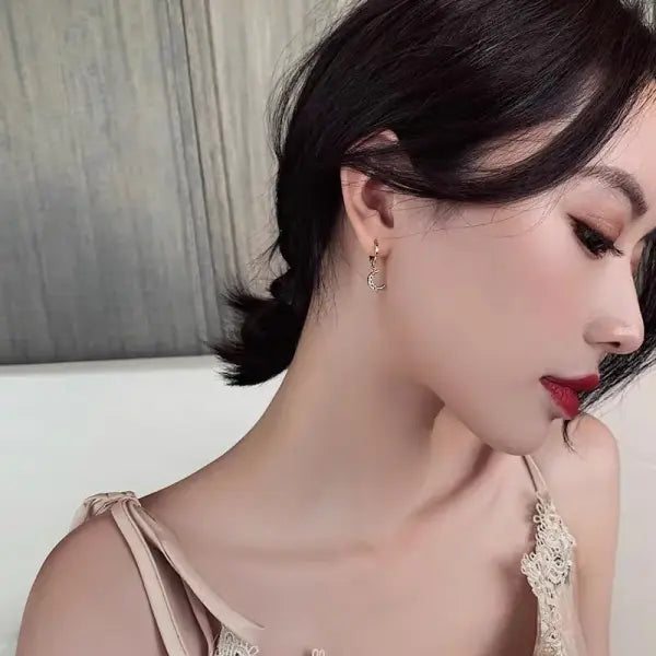 VENTFILLE 925 Sterling Silver CZ Star Moon Asymmetric Hoop Earrings for Women Girls Gold Silver Color Party Jewelry