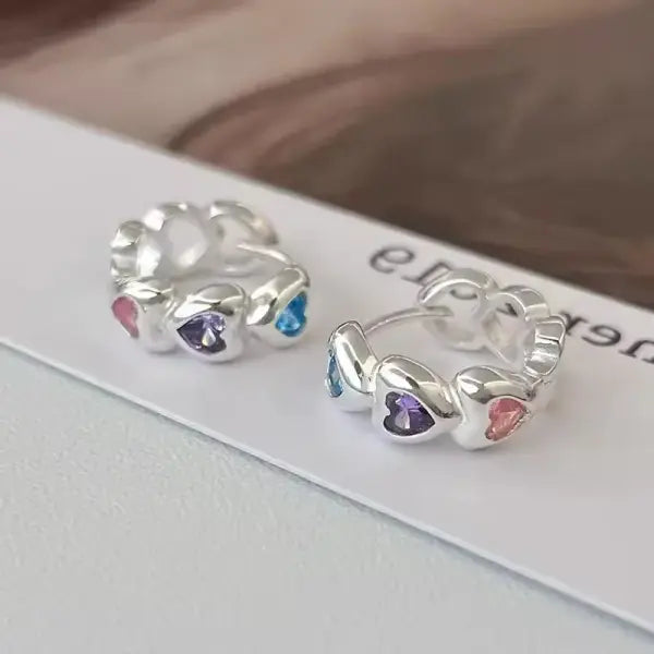VENTFILLE 925 Sterling Silver CZ Star Moon Asymmetric Hoop Earrings for Women Girls Gold Silver Color Party Jewelry