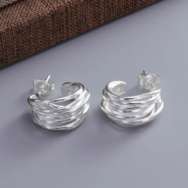 VENTFILLE 925 Sterling Silver CZ Star Moon Asymmetric Hoop Earrings for Women Girls Gold Silver Color Party Jewelry