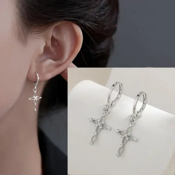 VENTFILLE 925 Sterling Silver CZ Star Moon Asymmetric Hoop Earrings for Women Girls Gold Silver Color Party Jewelry