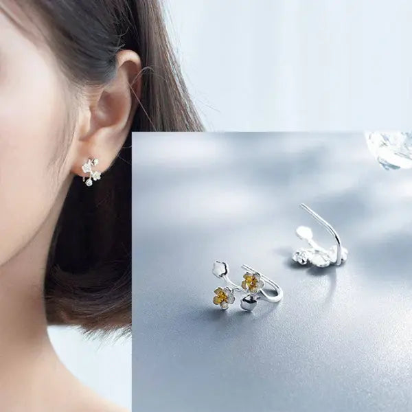 VENTFILLE 925 Sterling Silver CZ Star Moon Asymmetric Hoop Earrings for Women Girls Gold Silver Color Party Jewelry