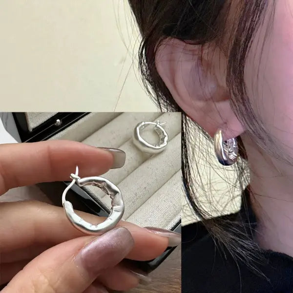 VENTFILLE 925 Sterling Silver CZ Star Moon Asymmetric Hoop Earrings for Women Girls Gold Silver Color Party Jewelry