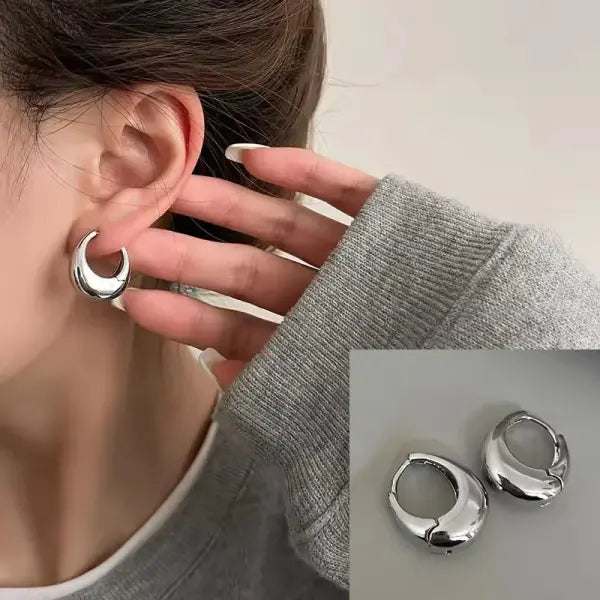 VENTFILLE 925 Sterling Silver CZ Star Moon Asymmetric Hoop Earrings for Women Girls Gold Silver Color Party Jewelry