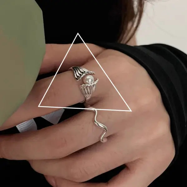 925 Sterling Silver Rings INS Fashion Hip Hop Vintage Couples Hollow Lines Punk Thai Silver Party Adjustable Jewelry