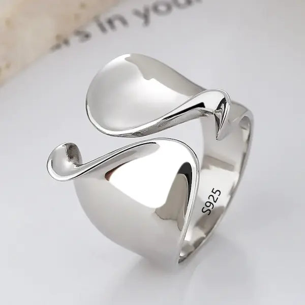 925 Sterling Silver Rings INS Fashion Hip Hop Vintage Couples Hollow Lines Punk Thai Silver Party Adjustable Jewelry
