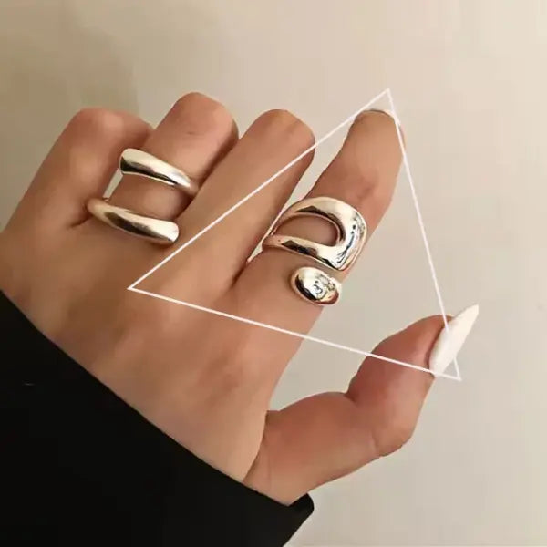 925 Sterling Silver Rings INS Fashion Hip Hop Vintage Couples Hollow Lines Punk Thai Silver Party Adjustable Jewelry