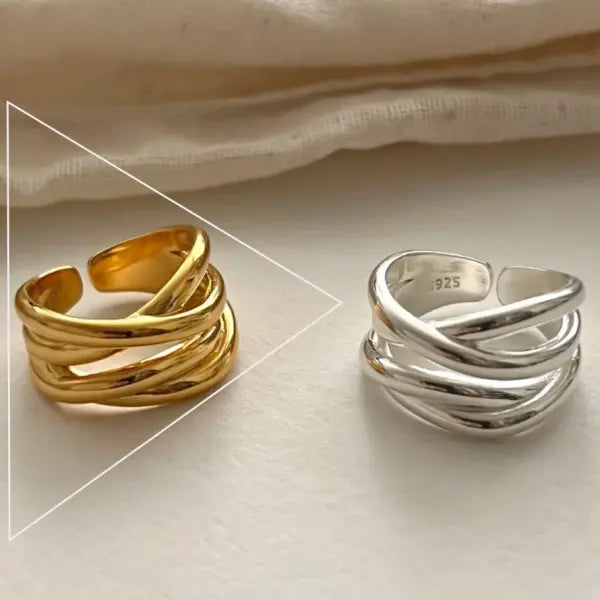 925 Sterling Silver Rings INS Fashion Hip Hop Vintage Couples Hollow Lines Punk Thai Silver Party Adjustable Jewelry
