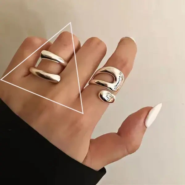 925 Sterling Silver Rings INS Fashion Hip Hop Vintage Couples Hollow Lines Punk Thai Silver Party Adjustable Jewelry