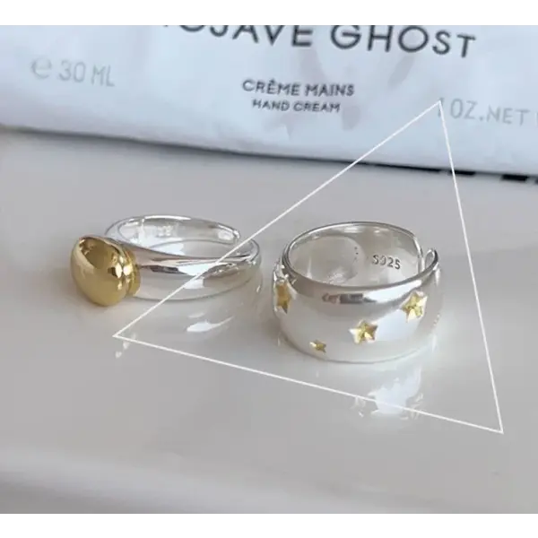 925 Sterling Silver Rings INS Fashion Hip Hop Vintage Couples Hollow Lines Punk Thai Silver Party Adjustable Jewelry