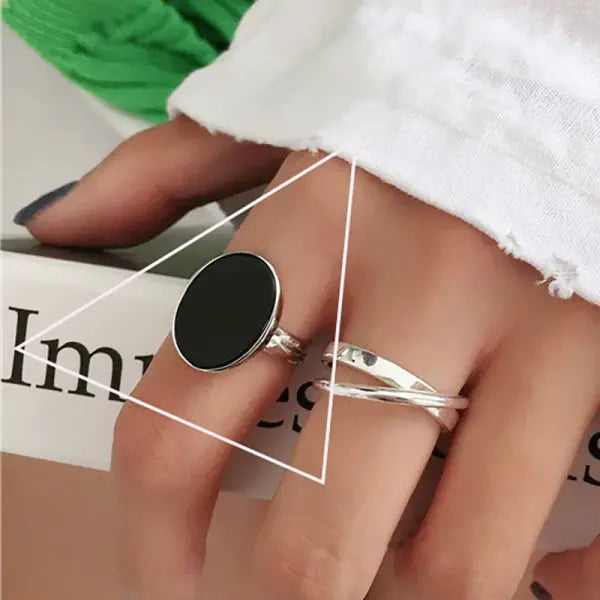 925 Sterling Silver Rings INS Fashion Hip Hop Vintage Couples Hollow Lines Punk Thai Silver Party Adjustable Jewelry