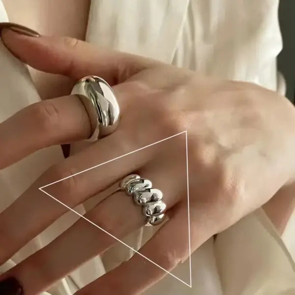 925 Sterling Silver Rings INS Fashion Hip Hop Vintage Couples Hollow Lines Punk Thai Silver Party Adjustable Jewelry