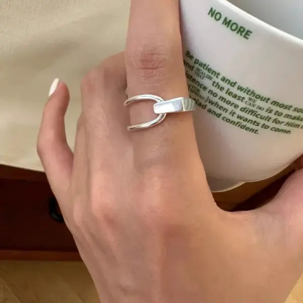 925 Sterling Silver Rings INS Fashion Hip Hop Vintage Couples Hollow Lines Punk Thai Silver Party Adjustable Jewelry