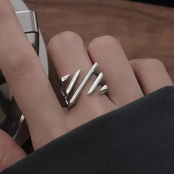 925 Sterling Silver Rings INS Fashion Hip Hop Vintage Couples Hollow Lines Punk Thai Silver Party Adjustable Jewelry