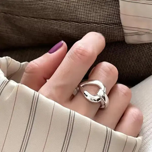 925 Sterling Silver Rings INS Fashion Hip Hop Vintage Couples Hollow Lines Punk Thai Silver Party Adjustable Jewelry