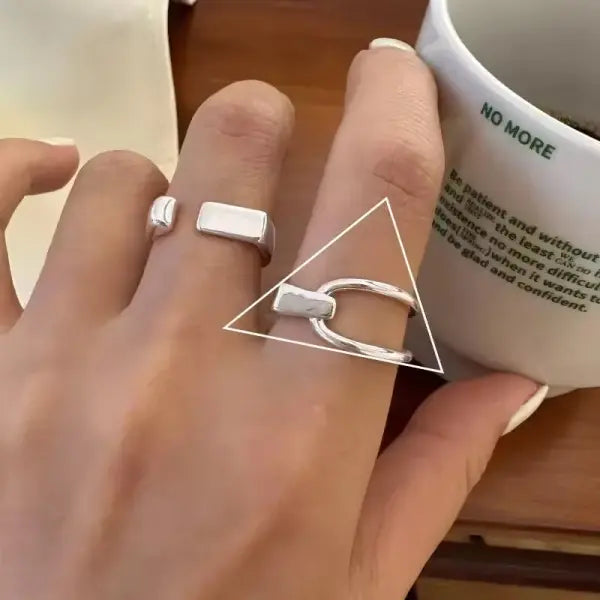 925 Sterling Silver Rings INS Fashion Hip Hop Vintage Couples Hollow Lines Punk Thai Silver Party Adjustable Jewelry