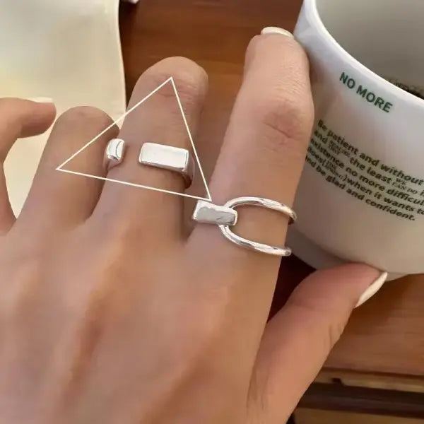 925 Sterling Silver Rings INS Fashion Hip Hop Vintage Couples Hollow Lines Punk Thai Silver Party Adjustable Jewelry