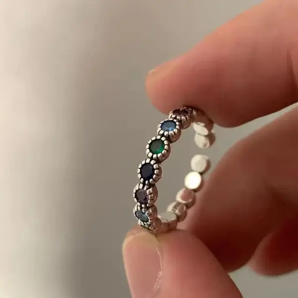 925 Sterling Silver Rings INS Fashion Hip Hop Vintage Couples Hollow Lines Punk Thai Silver Party Adjustable Jewelry