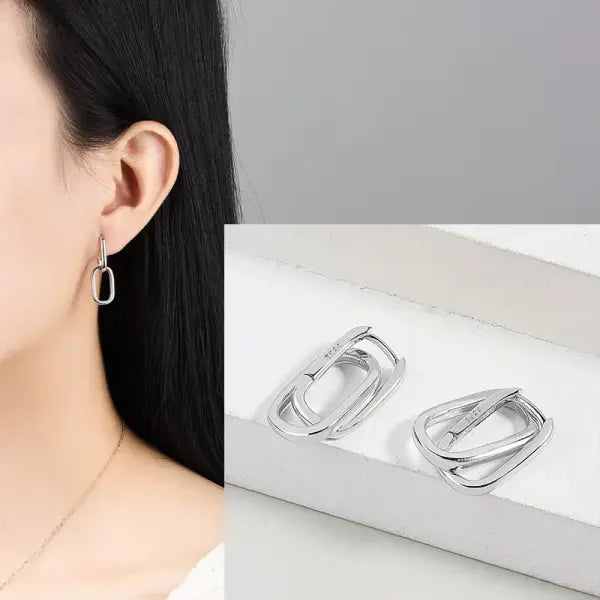 Sterling silver star hoop earrings for women (925 silver) – Hip hop jewelry - 30HLZY6129-SV