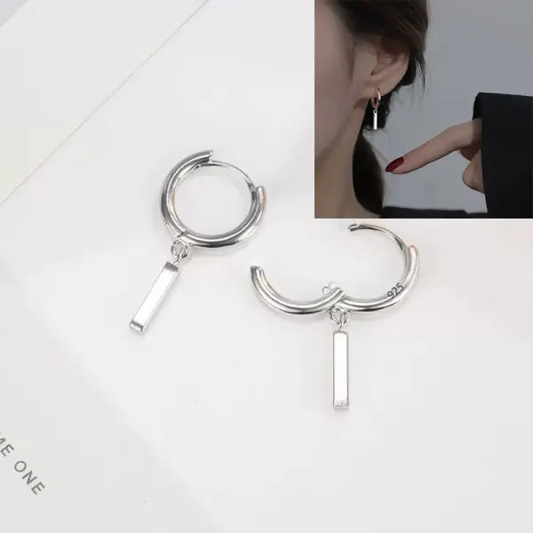 Sterling silver star hoop earrings for women (925 silver) – Hip hop jewelry - FFMM0699-sv