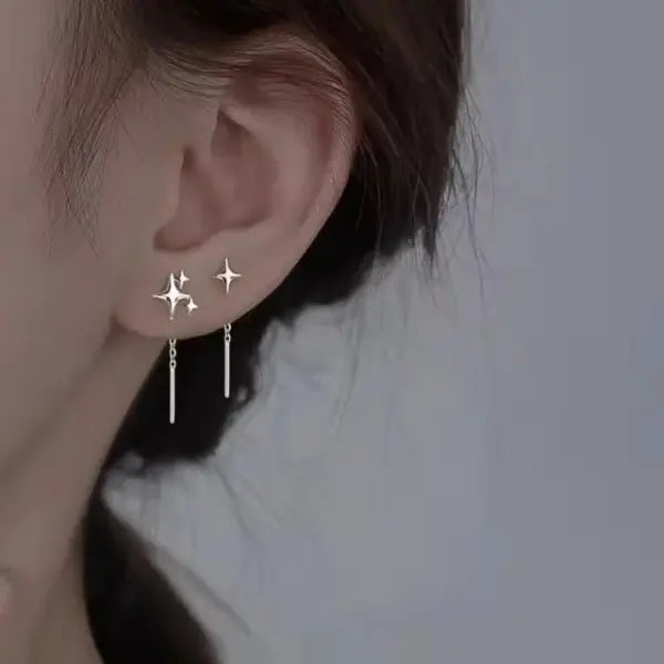 Sterling silver star hoop earrings for women (925 silver) – Hip hop jewelry - 30HLZY2094-01