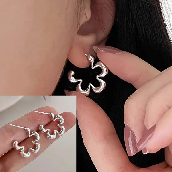 Sterling silver star hoop earrings for women (925 silver) – Hip hop jewelry - FFMM0417